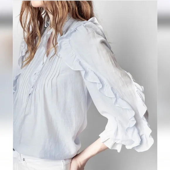 Zadig And Voltaire Timmy Tomboy Shirt In Lilac Size Small - Picture 2 of 16